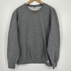 Russell Athletic Mens Crewneck Sweatshirt Heather Gray Fleece‎ Size Medium
